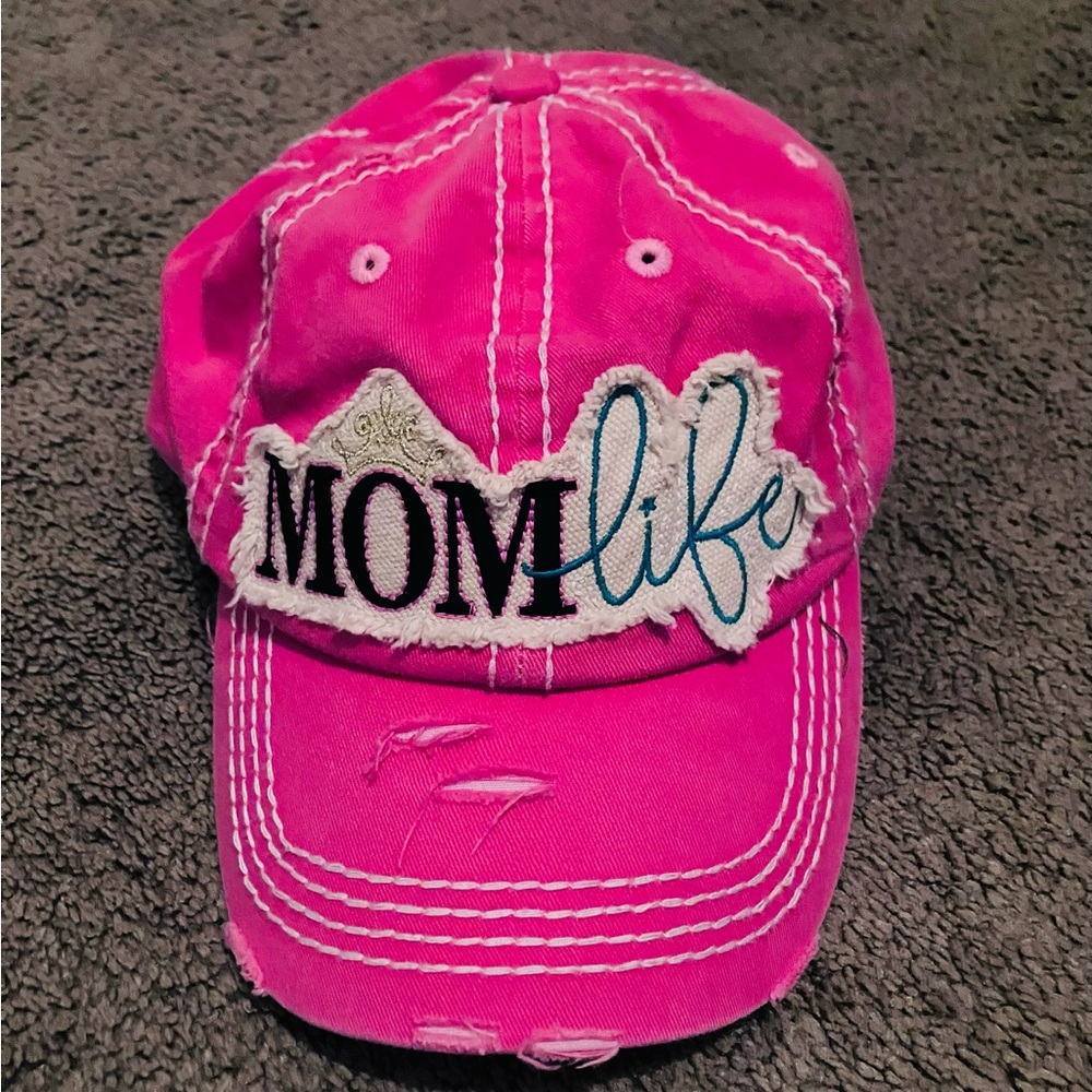 Pink 'Mom Life' Embroidered Cap